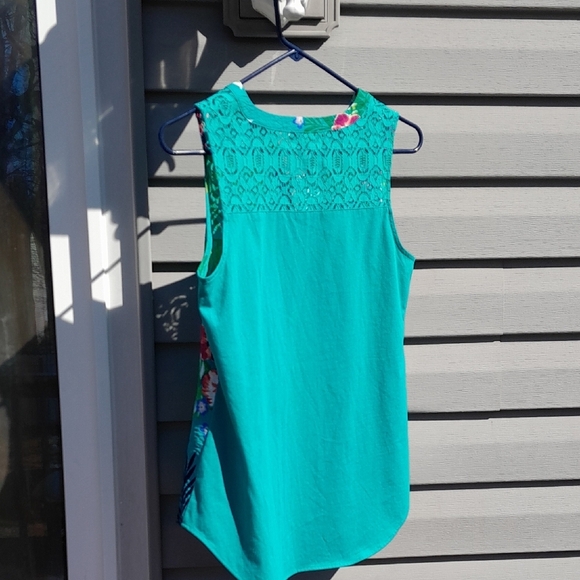 Van Heusen Floral Sleeveless Top - Teal Size XS NWT 17ptp - Picture 7 of 8